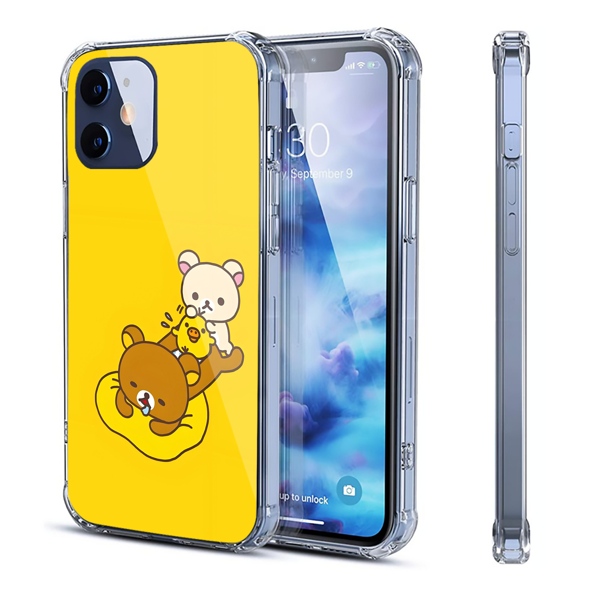 （画像用） リラックマ リラックマ キイロイトリ Rilakkuma Korilakkuma Kiiroitori 【iPhone 12シリーズ対応】透明スマホケース（クリアソフトケース）
